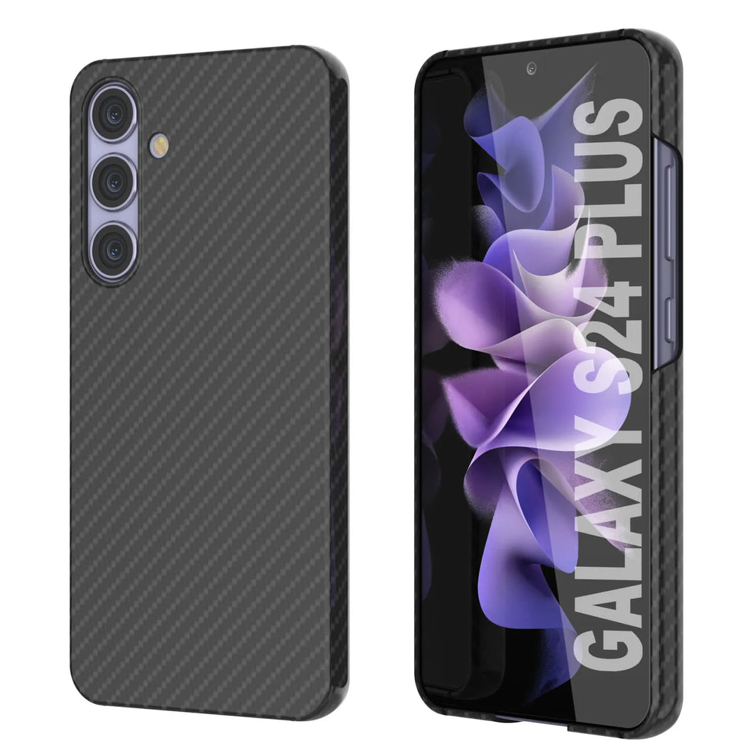 Galaxy S24 Plus Case, Punkcase CarbonShield, Heavy Duty & Ultra Thin Cover [shockproof][non slip] [Black]