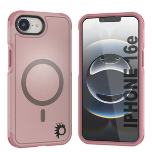 PunkCase iPhone 16e Case, [Spartan 2.0 Series] Clear Rugged Heavy Duty Cover W/Built in Screen Protector [pink]