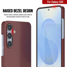 Load image into Gallery viewer, Punkcase Galaxy S25 Carbon Fiber Case [AramidShield Series] Ultra Slim &amp; Light Kevlar [Red]
