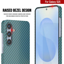 Load image into Gallery viewer, Punkcase Galaxy S25 Carbon Fiber Case [AramidShield Series] Ultra Slim &amp; Light Kevlar [Teal]
