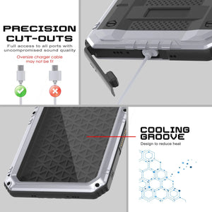 iPhone 16 Pro Metal Extreme 3.0 Series Aluminum Waterproof Case IP68 W/Buillt in Screen Protector & Kickstand [White]