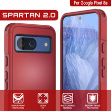 Load image into Gallery viewer, PunkCase Google Pixel 9 Case, [Spartan 2.0 Series] Clear Rugged Heavy Duty Cover W/Built in Screen Protector [Red]
