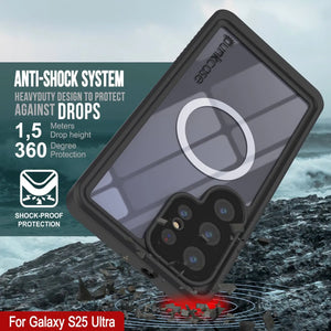 Galaxy S25 Ultra Waterproof Case, Punkcase [Extreme Mag Series] Armor Cover W/ Built In Screen Protector [Red]