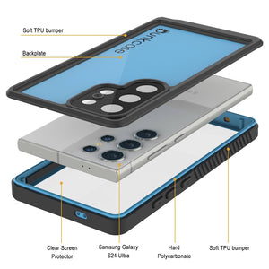 Galaxy S24 Ultra Waterproof Case PunkCase StudStar Light Blue Thin 6.6ft Underwater IP68 ShockProof