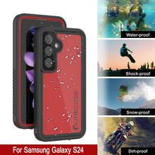 Load image into Gallery viewer, Galaxy S24 Waterproof Case PunkCase StudStar Red Thin 6.2ft Underwater IP68 Shock/Snow Proof
