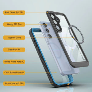 Galaxy S25 Plus Waterproof Case, Punkcase [Extreme Mag Series] Armor Cover W/ Built In Screen Protector [Blue]