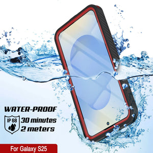 Galaxy S25 Waterproof Case, Punkcase [Extreme Mag Series] Armor Cover W/ Built In Screen Protector [Red]