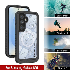 Galaxy S25 Waterproof Case, Punkcase [Extreme Mag Series] Armor Cover W/ Built In Screen Protector [Black]