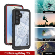 Load image into Gallery viewer, Galaxy S25 Waterproof Case, Punkcase [Extreme Mag Series] Armor Cover W/ Built In Screen Protector [Red]
