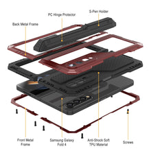 Load image into Gallery viewer, Galaxy Z Fold4 Metal Case, Heavy Duty Military Grade Armor Cover Full Body Hard [Red]
