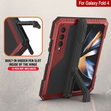 Load image into Gallery viewer, Galaxy Z Fold4 Metal Case, Heavy Duty Military Grade Armor Cover Full Body Hard [Red]
