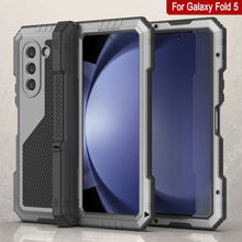 Load image into Gallery viewer, Galaxy Z Fold5 Metal Case, Heavy Duty Military Grade Armor Cover Full Body Hard [Silver]
