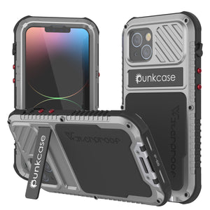 iPhone 16 Metal Extreme 3.0 Series Aluminum Waterproof Case IP68 W/Buillt in Screen Protector & Kickstand [Silver]