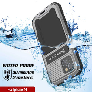 iPhone 16 Metal Extreme 3.0 Series Aluminum Waterproof Case IP68 W/Buillt in Screen Protector & Kickstand [Silver]