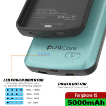 Load image into Gallery viewer, iPhone 15 Battery Case, PunkJuice 5000mAH Fast Charging Power Bank W/ Screen Protector | [Teal]
