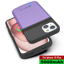 Load image into Gallery viewer, iPhone 15 Plus Battery Case, PunkJuice 5000mAH Fast Charging Power Bank W/ Screen Protector | [Purple]
