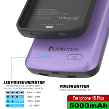 Load image into Gallery viewer, iPhone 15 Plus Battery Case, PunkJuice 5000mAH Fast Charging Power Bank W/ Screen Protector | [Purple]
