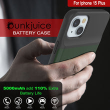 Load image into Gallery viewer, iPhone 15 Plus Battery Case, PunkJuice 5000mAH Fast Charging Power Bank W/ Screen Protector | [Green]
