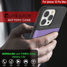 Load image into Gallery viewer, iPhone 16 Pro Max Battery Case, PunkJuice 8000mAH Fast Charging MagSafe Power Bank W/ Screen Protector | [Purple]
