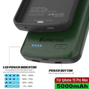 iPhone 16 Pro Max Battery Case, PunkJuice 8000mAH Fast Charging MagSafe Power Bank W/ Screen Protector | [Green]