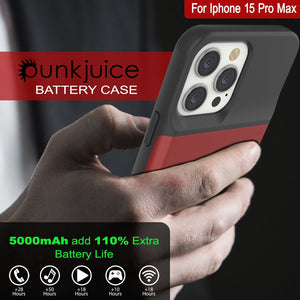 iPhone 16 Pro Max Battery Case, PunkJuice 8000mAH Fast Charging MagSafe Power Bank W/ Screen Protector | [Red]