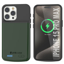 Load image into Gallery viewer, iPhone 16 Pro Max Battery Case, PunkJuice 8000mAH Fast Charging MagSafe Power Bank W/ Screen Protector | [Green]
