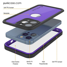 Load image into Gallery viewer, iPhone 16 Pro Max Waterproof IP68 Case, Punkcase [Purple] [StudStar Series] [Slim Fit] [Dirtproof]
