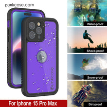 Load image into Gallery viewer, iPhone 16 Pro Max Waterproof IP68 Case, Punkcase [Purple] [StudStar Series] [Slim Fit] [Dirtproof]
