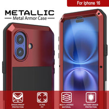 Load image into Gallery viewer, iPhone 16 Metal Case, Heavy Duty Military Grade Armor Cover [shock proof] Full Body Hard [Red]
