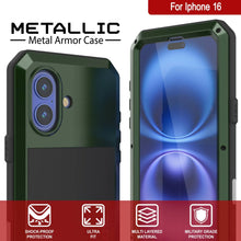 Load image into Gallery viewer, iPhone 16 Metal Case, Heavy Duty Military Grade Armor Cover [shock proof] Full Body Hard [Dark Green]
