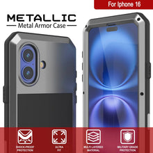 Load image into Gallery viewer, iPhone 16 Metal Case, Heavy Duty Military Grade Armor Cover [shock proof] Full Body Hard [Silver]
