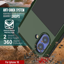 Load image into Gallery viewer, iPhone 16 Metal Case, Heavy Duty Military Grade Armor Cover [shock proof] Full Body Hard [Dark Green]
