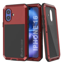 Load image into Gallery viewer, iPhone 16 Metal Case, Heavy Duty Military Grade Armor Cover [shock proof] Full Body Hard [Red]
