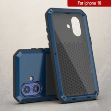 Load image into Gallery viewer, iPhone 16 Metal Case, Heavy Duty Military Grade Armor Cover [shock proof] Full Body Hard [Blue]
