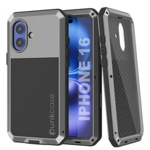 Load image into Gallery viewer, iPhone 16 Metal Case, Heavy Duty Military Grade Armor Cover [shock proof] Full Body Hard [Silver]
