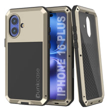 Load image into Gallery viewer, iPhone 16 Plus Metal Case, Heavy Duty Military Grade Armor Cover [shock proof] Full Body Hard [Gold]
