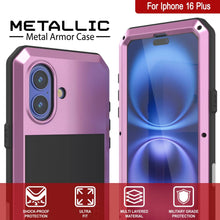 Load image into Gallery viewer, iPhone 16 Plus Metal Case, Heavy Duty Military Grade Armor Cover [shock proof] Full Body Hard [Pink]
