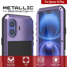 Load image into Gallery viewer, iPhone 16 Plus Metal Case, Heavy Duty Military Grade Armor Cover [shock proof] Full Body Hard [Purple]
