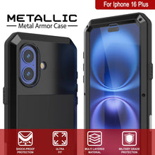 Load image into Gallery viewer, iPhone 16 Plus Metal Case, Heavy Duty Military Grade Armor Cover [shock proof] Full Body Hard [Black]
