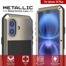 Load image into Gallery viewer, iPhone 16 Plus Metal Case, Heavy Duty Military Grade Armor Cover [shock proof] Full Body Hard [Gold]
