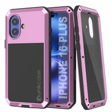 Load image into Gallery viewer, iPhone 16 Plus Metal Case, Heavy Duty Military Grade Armor Cover [shock proof] Full Body Hard [Pink]
