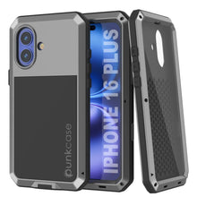 Load image into Gallery viewer, iPhone 16 Plus Metal Case, Heavy Duty Military Grade Armor Cover [shock proof] Full Body Hard [Silver]
