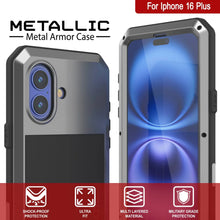 Load image into Gallery viewer, iPhone 16 Plus Metal Case, Heavy Duty Military Grade Armor Cover [shock proof] Full Body Hard [Silver]
