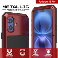 Load image into Gallery viewer, iPhone 16 Plus Metal Case, Heavy Duty Military Grade Armor Cover [shock proof] Full Body Hard [Red]
