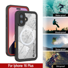 Load image into Gallery viewer, iPhone 16 Plus Waterproof Case, Punkcase [Extreme Mag Series] Armor Cover W/ Built In Screen Protector [Red]
