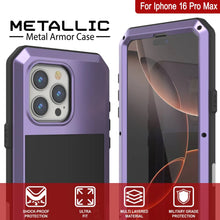 Load image into Gallery viewer, iPhone 16 Pro Max Metal Case, Heavy Duty Military Grade Armor Cover [shock proof] Full Body Hard [Purple]
