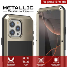 Load image into Gallery viewer, iPhone 16 Pro Max Metal Case, Heavy Duty Military Grade Armor Cover [shock proof] Full Body Hard [Gold]
