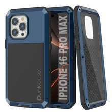 Load image into Gallery viewer, iPhone 16 Pro Max Metal Case, Heavy Duty Military Grade Armor Cover [shock proof] Full Body Hard [Blue]
