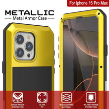 Load image into Gallery viewer, iPhone 16 Pro Max Metal Case, Heavy Duty Military Grade Armor Cover [shock proof] Full Body Hard [Yellow]
