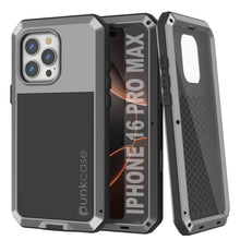 Load image into Gallery viewer, iPhone 16 Pro Max Metal Case, Heavy Duty Military Grade Armor Cover [shock proof] Full Body Hard [Silver]
